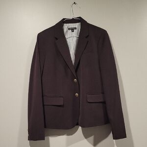 J. Crew Dark Brown Single-Breasted Blazer with Gold Buttons